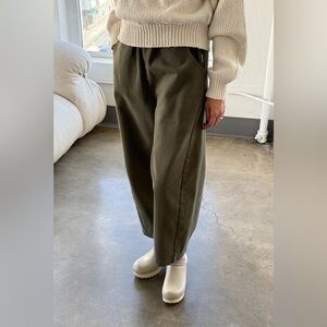 SOLD Relaxed Olive Wide-Leg Pants - Women's Casual Trousers
